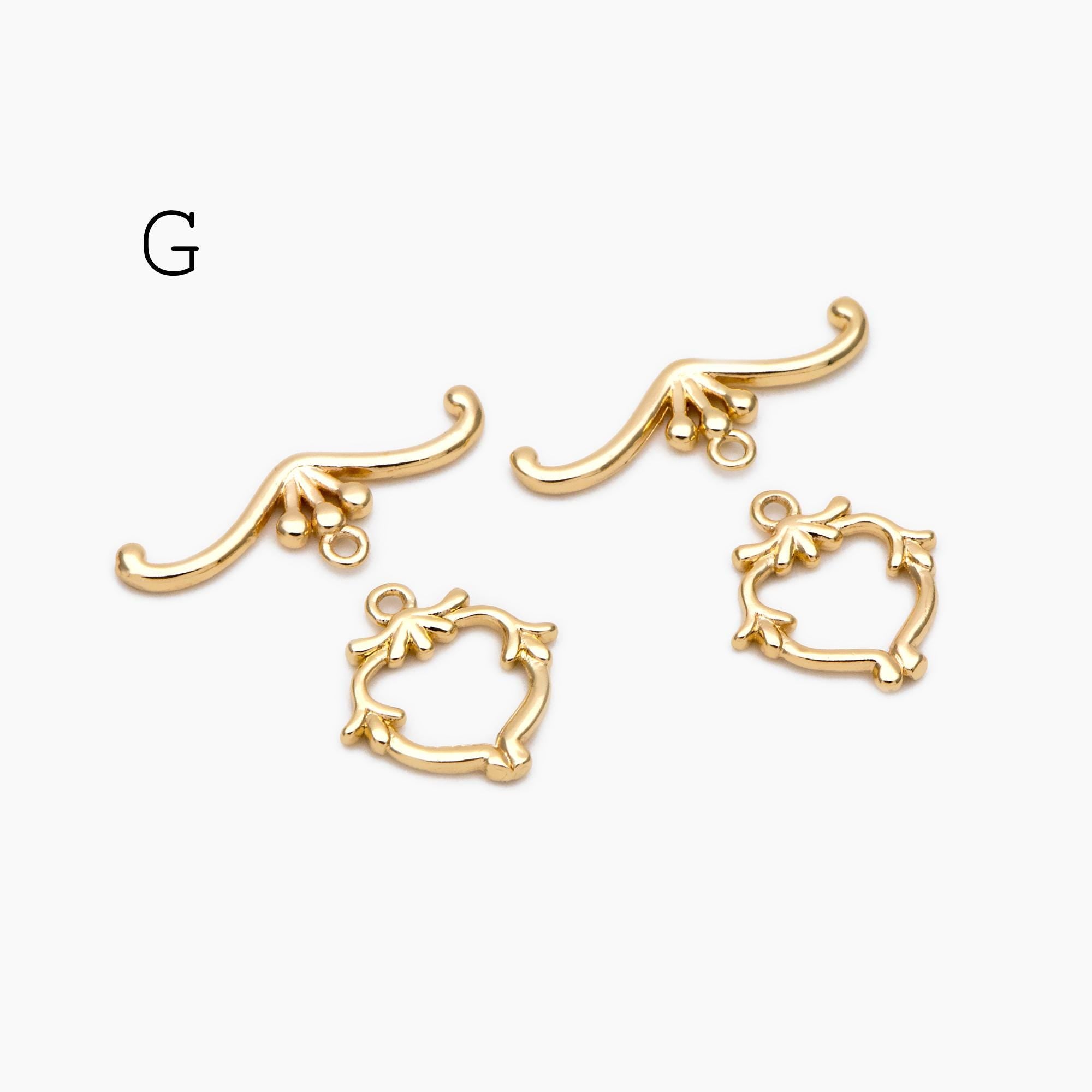 10 sets Gold Toggle Clasp, Real Gold plated Brass, Easy Close Clasp (GB-2563)